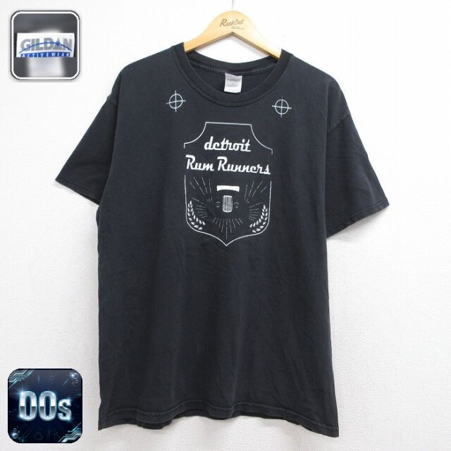 00s 半袖Tシャツ detroit Rum Runners リバーシブル ブラック メンズL相当 | 古着