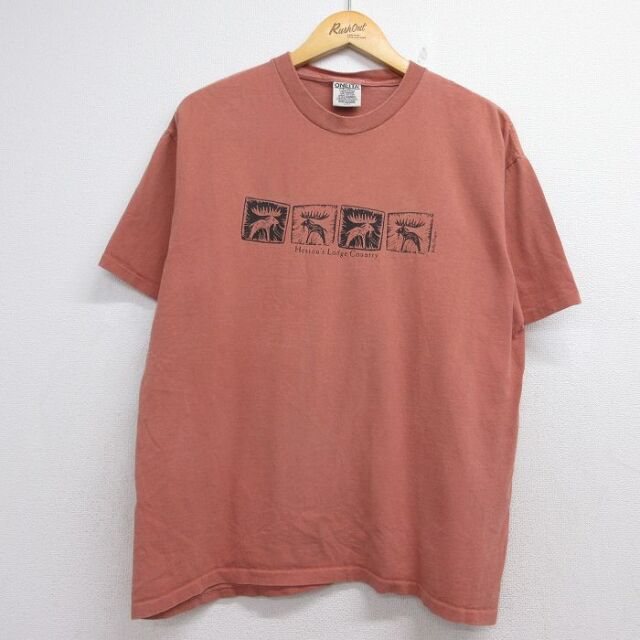 オニータ 90s 半袖Tシャツ シカ ピンク メンズXL相当 | 古着