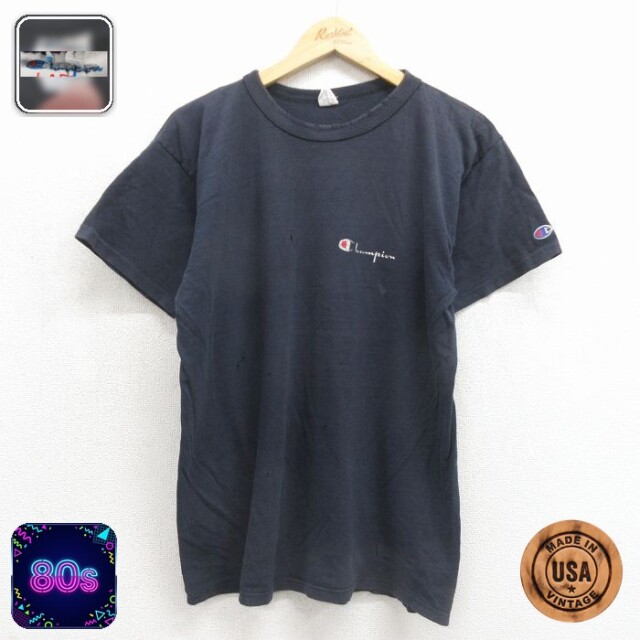 チャンピオン 80s 半袖Tシャツ ワンポイントロゴ ブラック メンズL相当 | 古着