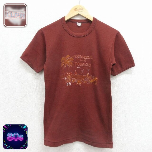 80s 半袖Tシャツ TOBAGO バーガンディ メンズS相当 | 古着