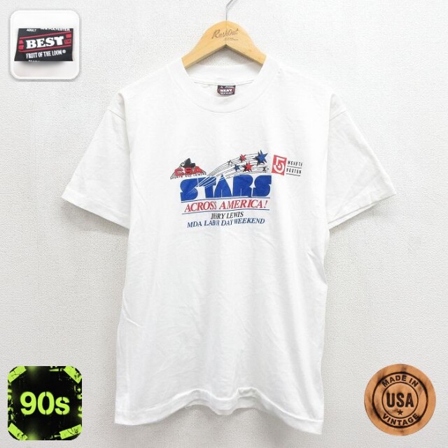 フルーツオブザルーム 90s 半袖Tシャツ STARS ホワイト メンズL相当 | 古着