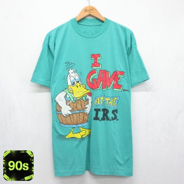 90s 半袖Tシャツ アヒル グリーン メンズXL相当 | 古着