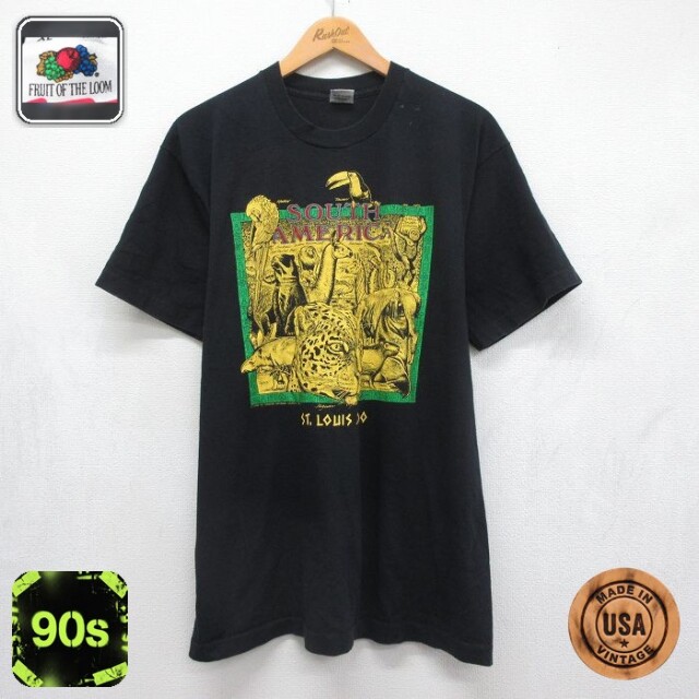 フルーツオブザルーム 90s 半袖Tシャツ セントルイス動物園 ブラック メンズXL相当 | 古着