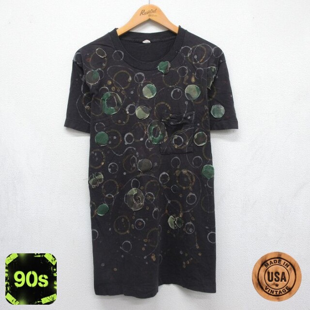 90s 半袖Tシャツ 胸ポケット付き ブラック メンズXL相当 | 古着