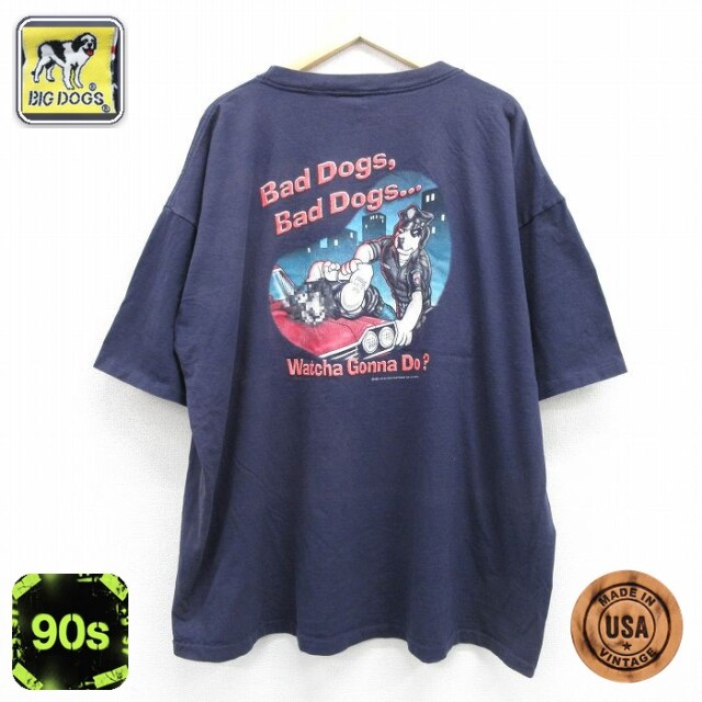 ビッグドッグス 90s 半袖Tシャツ ポリス ネイビー メンズXL相当 | 古着