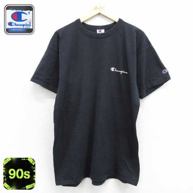 チャンピオン 90s 半袖Tシャツ ワンポイントロゴ ブラック メンズXL相当 | 古着