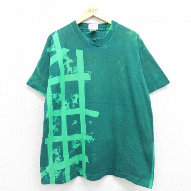 フルーツオブザルーム 90s 半袖Tシャツ 葉 グリーン メンズXL相当 | 古着