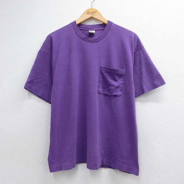 マンシングウェア 90s 半袖Tシャツ 胸ポケット付き パープル メンズXL相当 | 古着