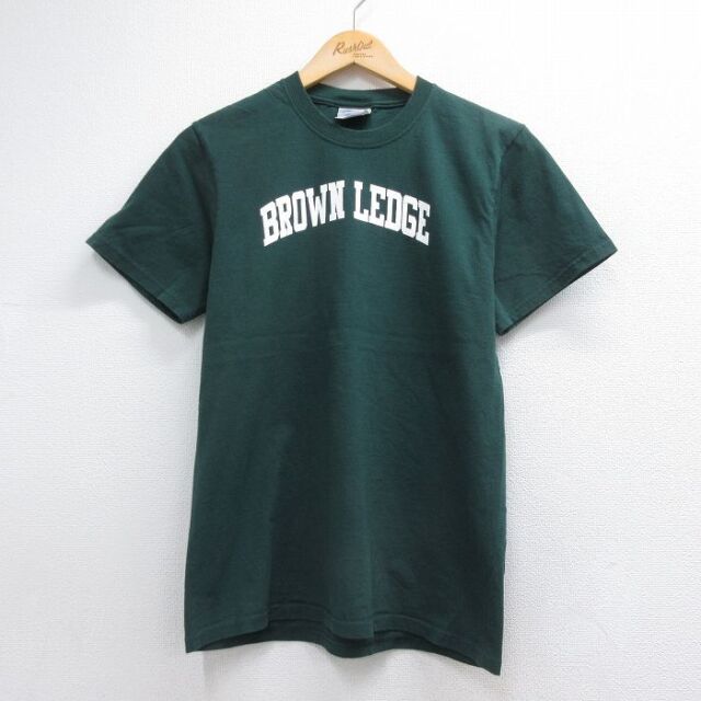 M★古着 半袖 ビンテージ Tシャツ キッズ ボーイズ 子供服 BROWN LEDGE コットン クルーネック グリーン 26jul17