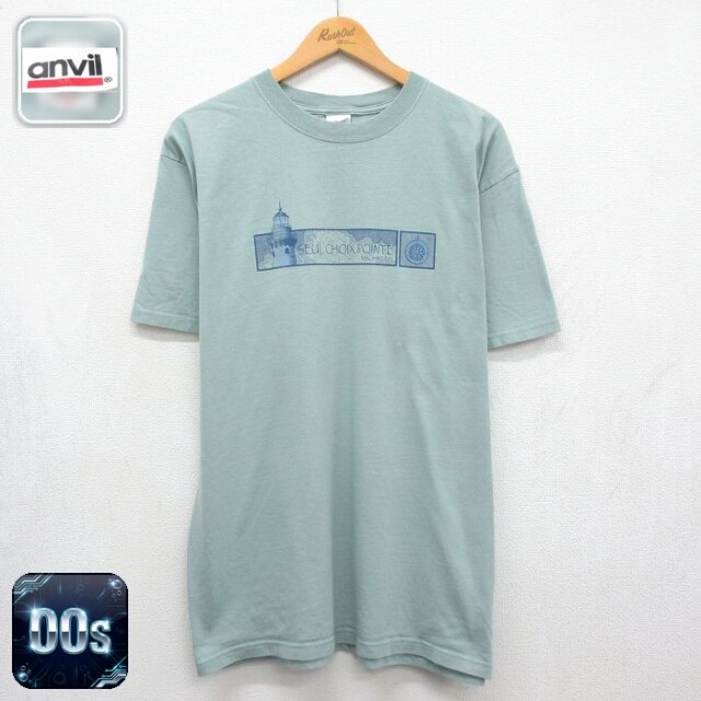 00s 半袖Tシャツ 灯台ミシガン カーキ メンズXL相当 | 古着