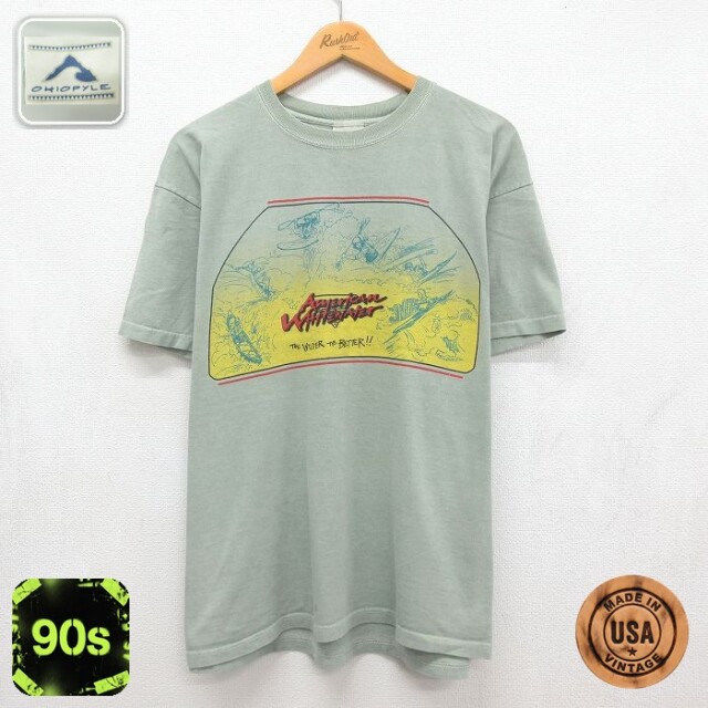 90s 半袖Tシャツ AMERICAN WHITE WATER カーキ メンズXL相当 | 古着