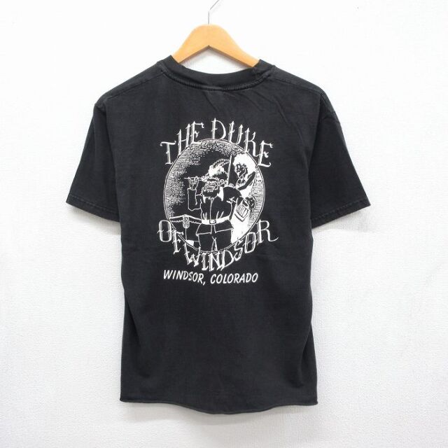M★古着 ヘインズ 半袖 ビンテージ Tシャツ メンズ 00年代 00s DUKE 胸ポケット付き コットン クルーネック ブラック 26jul21