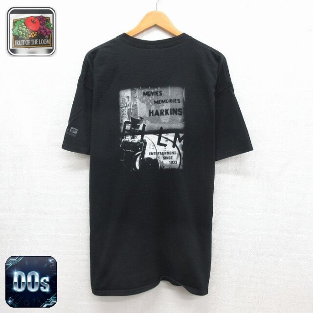 フルーツオブザルーム 00s 半袖Tシャツ Harkins Theatresプリント ブラック メンズXL相当 | 古着