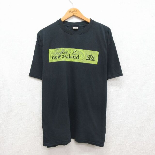 XL★古着 半袖 ビンテージ Tシャツ メンズ 00年代 00s new zealand 大きいサイズ コットン クルーネック ブラック 26jul21