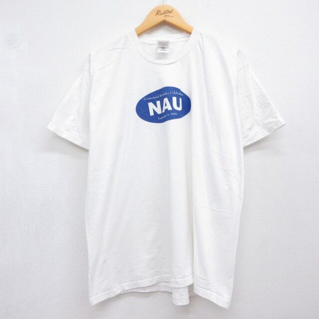 XL★古着 フルーツオブザルーム 半袖 ビンテージ Tシャツ メンズ 90年代 90s NAU コットン クルーネック ホワイト 26jul21