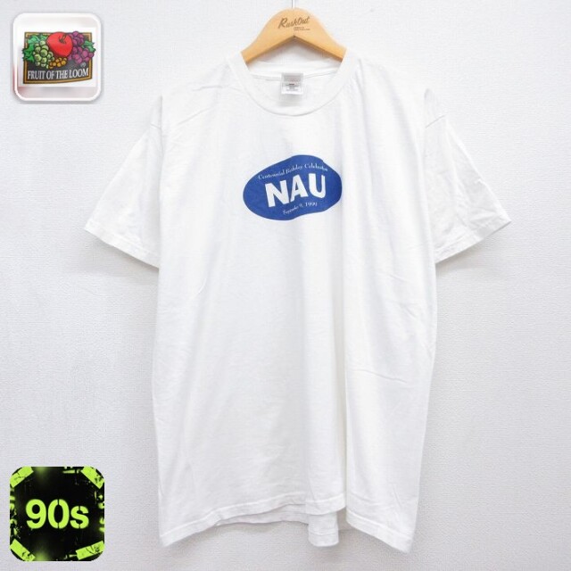 フルーツオブザルーム 90s 半袖Tシャツ NAU ホワイト メンズXL相当 | 古着