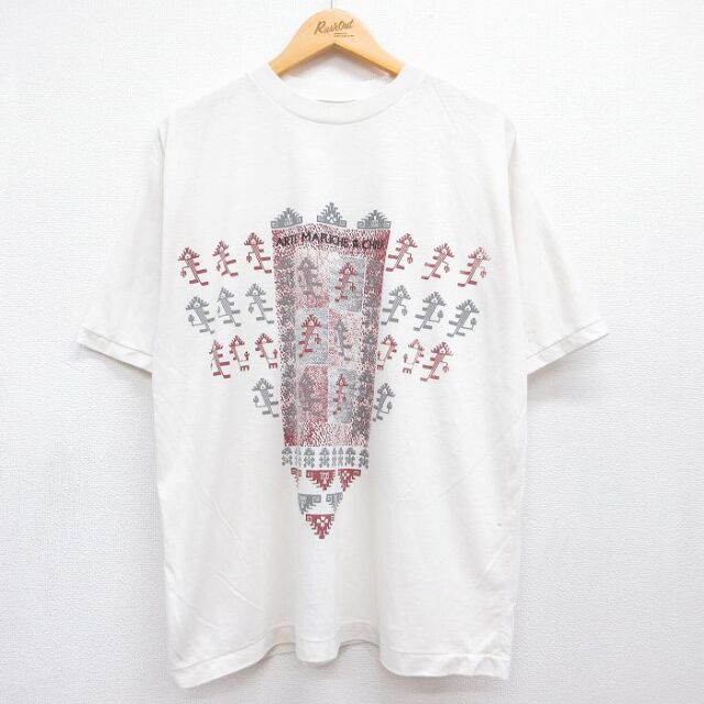 XL★古着 半袖 ビンテージ Tシャツ メンズ 90年代 90s ARTE MAPUCHE クルーネック ホワイト 26jul21