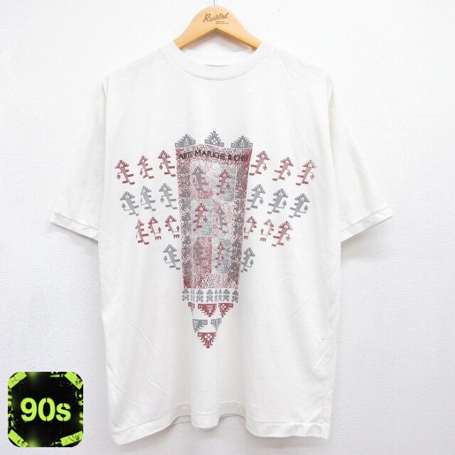 90s 半袖Tシャツ ARTE MAPUCHE ホワイト メンズXL相当 | 古着