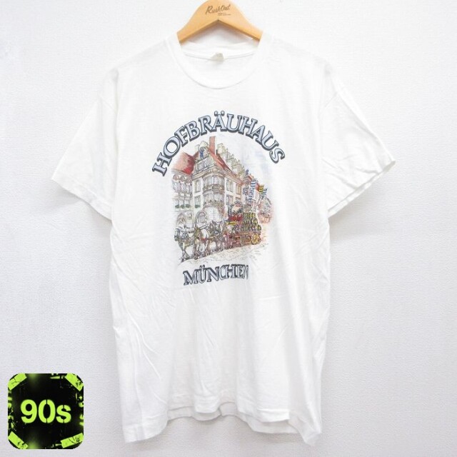 90s 半袖Tシャツ HOFBRAUHAUS ホワイト メンズL相当 | 古着