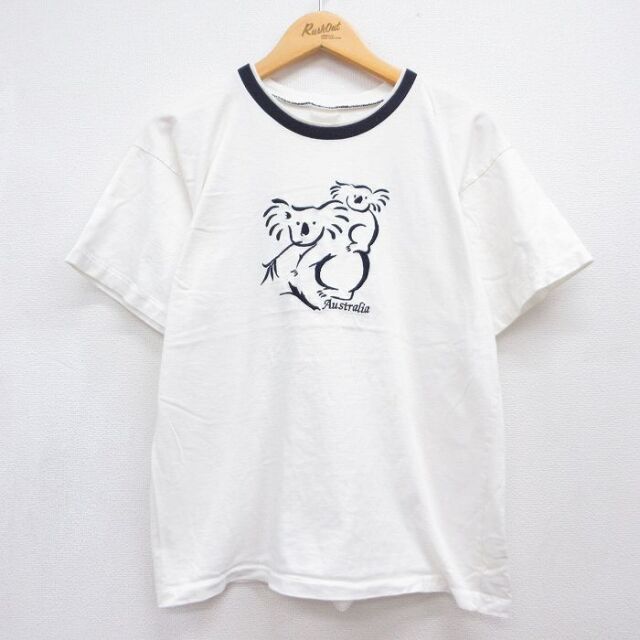 半袖Tシャツ コアラ刺繍 ホワイト メンズM相当 | 古着