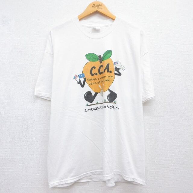 XL★古着 ヘインズ 半袖 ビンテージ Tシャツ メンズ 00年代 00s CCA 大きいサイズ クルーネック ホワイト 26jul21