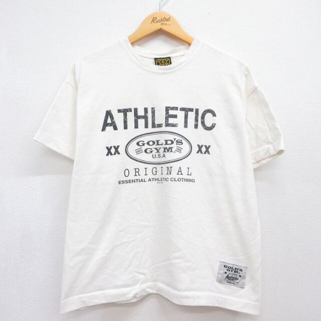 XL★古着 半袖 ビンテージ Tシャツ メンズ 90年代 90s ゴールドジム コットン クルーネック ホワイト 26jul21