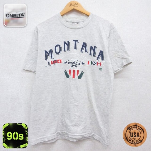 オニータ 90s 半袖Tシャツ MONTANA グレー メンズL相当 | 古着