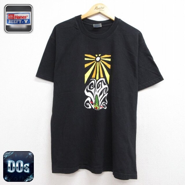 ヘインズ 00s 半袖Tシャツ AMERICAN WHITEWATER ブラック メンズL相当 | 古着