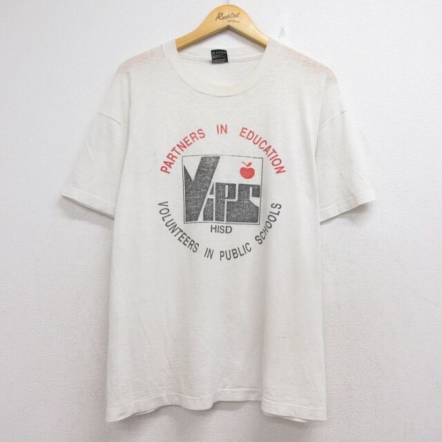 XL★古着 フルーツオブザルーム 半袖 ビンテージ Tシャツ メンズ 90年代 90s VIPS クルーネック USA製 ベージュ 26jul21