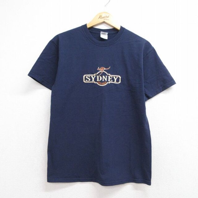 00s 半袖Tシャツ SIDNEY カンガルー刺繍 ネイビー メンズM相当 | 古着