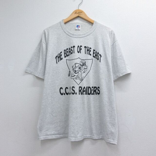 ラッセル 80s 半袖Tシャツ アメフト グレー メンズXL相当 | 古着