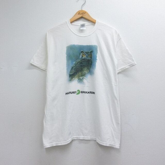 00s 半袖Tシャツ 鳥 ホワイト メンズL相当 | 古着