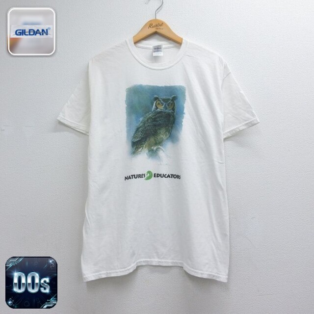 00s 半袖Tシャツ 鳥 ホワイト メンズL相当 | 古着