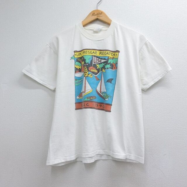 90s 半袖Tシャツ ヨット ホワイト メンズL相当 | 古着