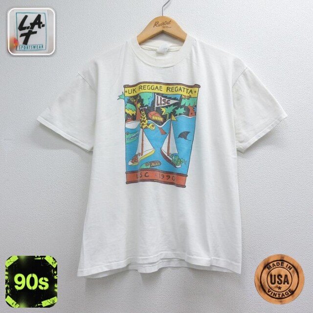 90s 半袖Tシャツ ヨット ホワイト メンズL相当 | 古着