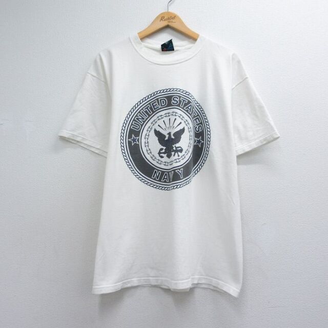 90s 半袖Tシャツ ミリタリー ホワイト メンズXL相当 | 古着