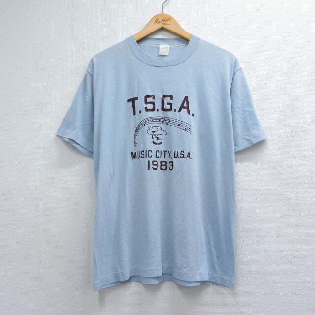 80s 半袖Tシャツ TSGA ライトブルー メンズL相当 | 古着