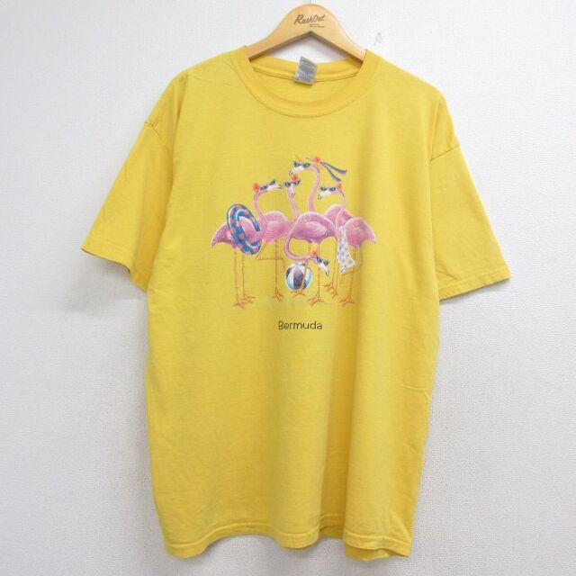 00s 半袖Tシャツ フラミンゴ イエロー メンズXL相当 | 古着