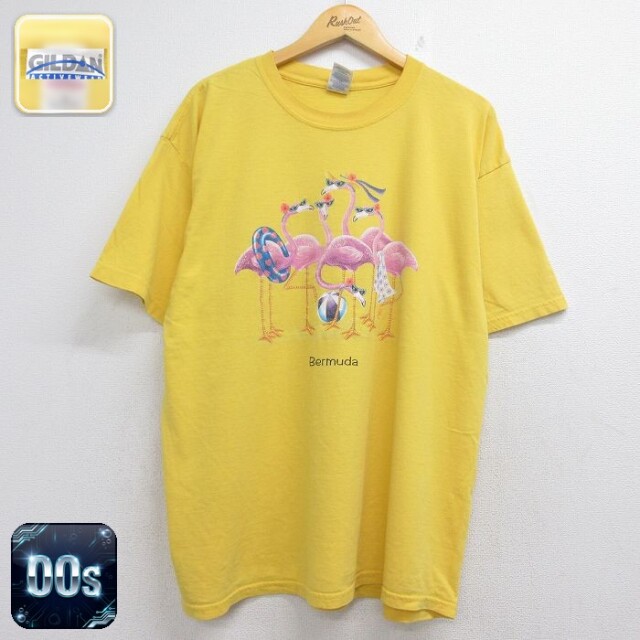 00s 半袖Tシャツ フラミンゴ イエロー メンズXL相当 | 古着