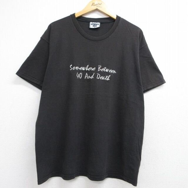 リー 90s 半袖Tシャツ Somewhere刺繍 ブラック メンズXL相当 | 古着