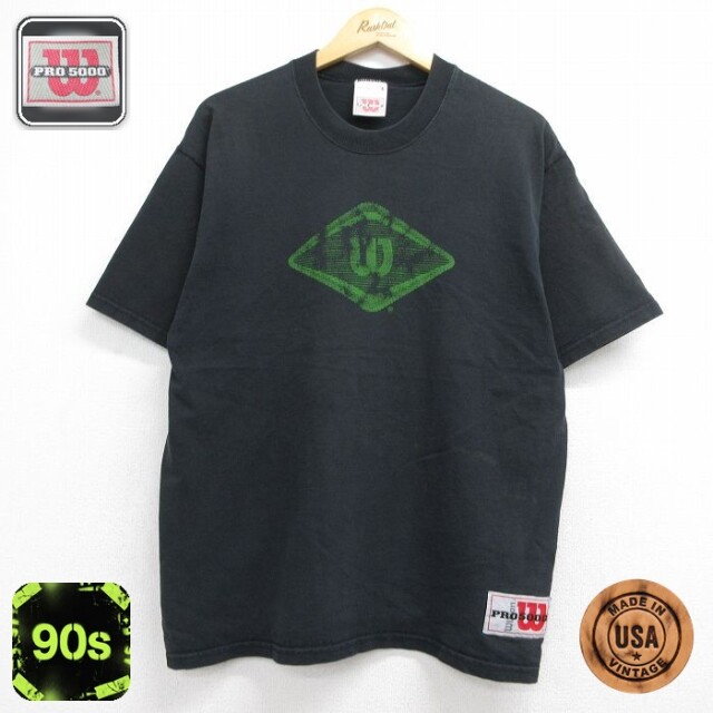 ウィルソン 90s 半袖Tシャツ ビッグロゴ ブラック メンズL相当 | 古着