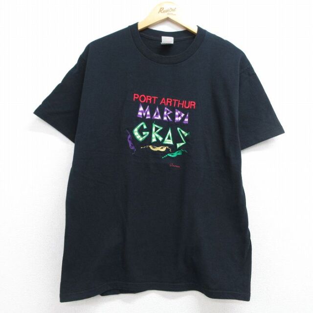 フルーツオブザルーム 00s 半袖Tシャツ マルティグラ刺繍 ブラック メンズL相当 | 古着