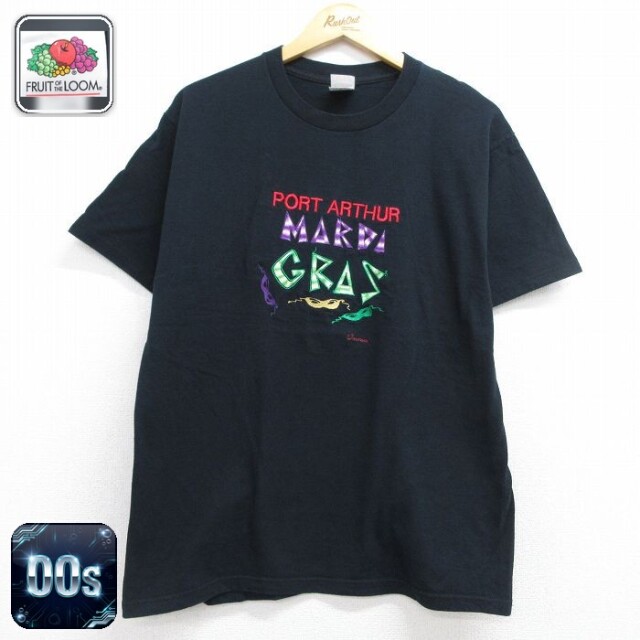 フルーツオブザルーム 00s 半袖Tシャツ マルティグラ刺繍 ブラック メンズL相当 | 古着