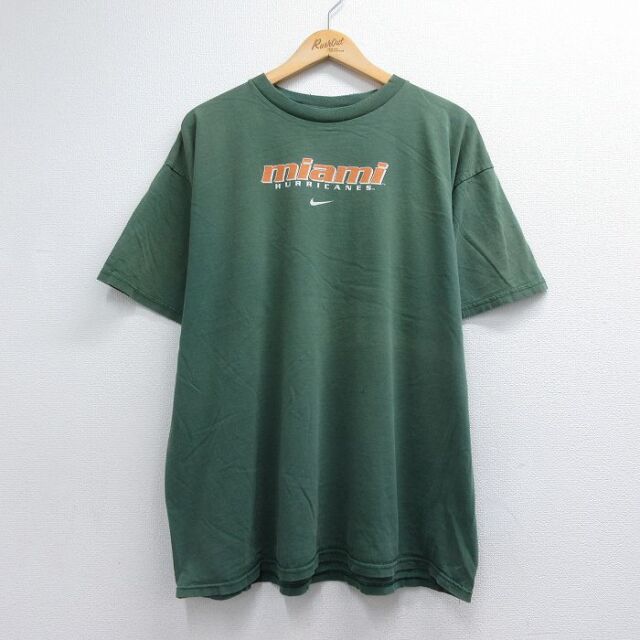 ナイキ 00s 半袖Tシャツ マイアミハリケーンズ カーキ メンズXL相当 | 古着