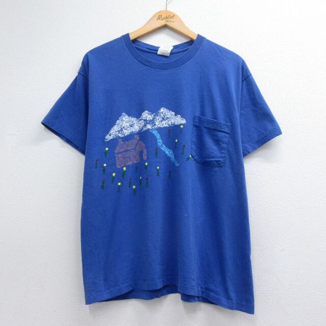 ギャップ 90s 半袖Tシャツ ハンドペイント ブルー メンズL相当 | 古着