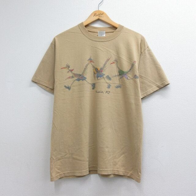 00s 半袖Tシャツ 鳥 ベージュ メンズL相当 | 古着