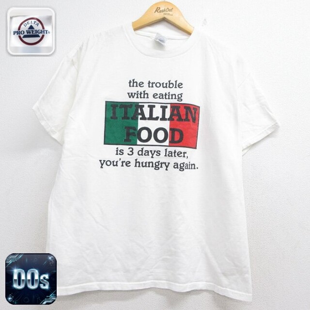 00s 半袖Tシャツ イタリアフード ホワイト メンズL相当 | 古着