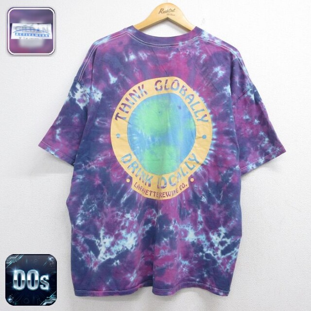 00s 半袖Tシャツ THINKタイダイ パープル メンズXL相当 | 古着