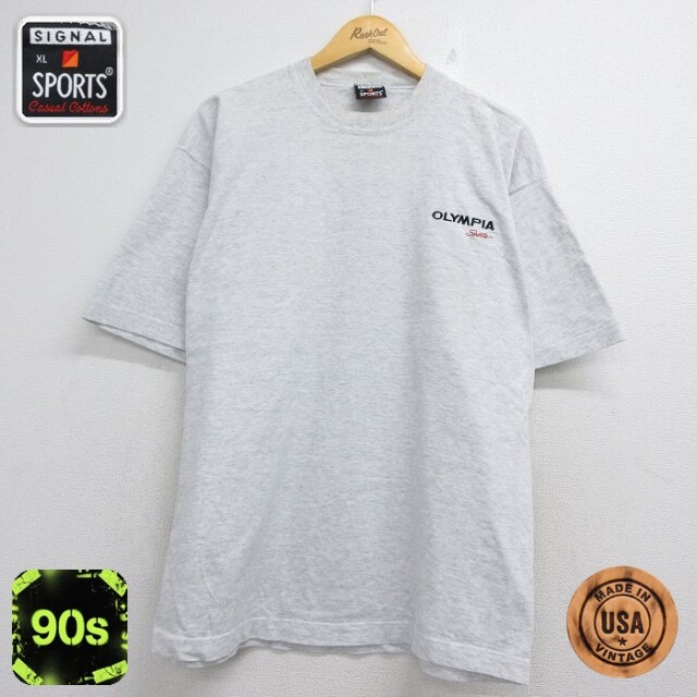 SIGNAL 90s 半袖Tシャツ OLYMPIA 霜降りグレー メンズXL相当 | 古着