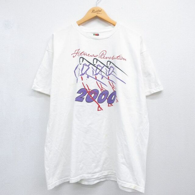 フルーツオブザルーム 00s 半袖Tシャツ フィットネス ホワイト メンズXL相当 | 古着